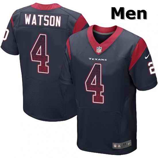 Men Nike Houston Texans 4 Deshaun Watson Elite Navy Blue Home Drift Fashion NFL Jersey